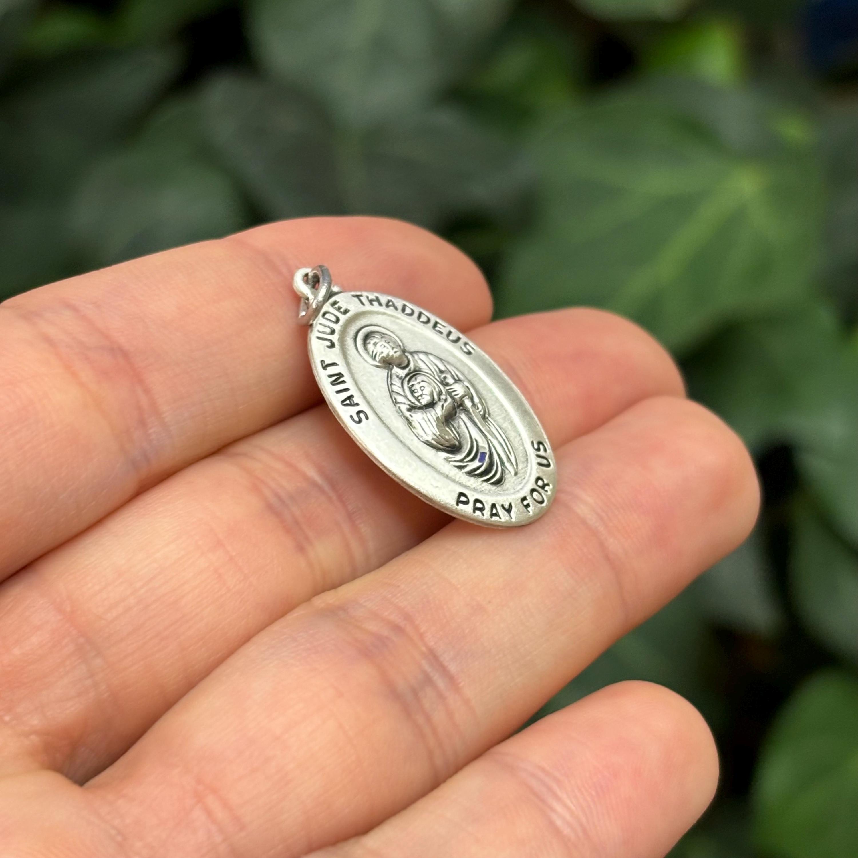 Sterling Silver St Jude Thaddeus Medal Oval Medal Pendant 27mm X 18mm ...