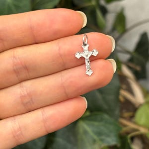 10k White Gold Crucifix 2D Cross Charm Pendant