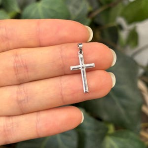 14K White Gold Simple Cross Charm Pendant Small