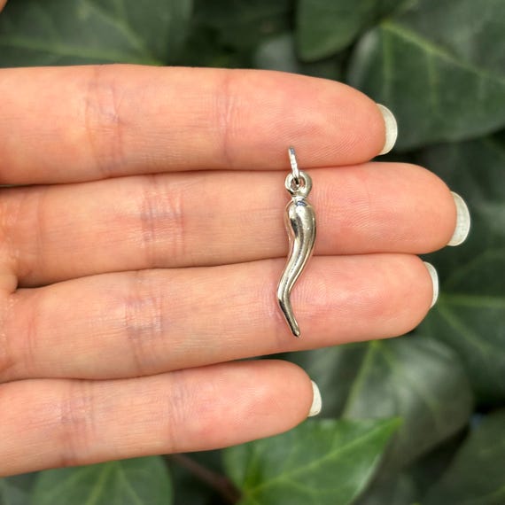 Sterling Silver Italian Horn Corno Pendant 22mm - Etsy