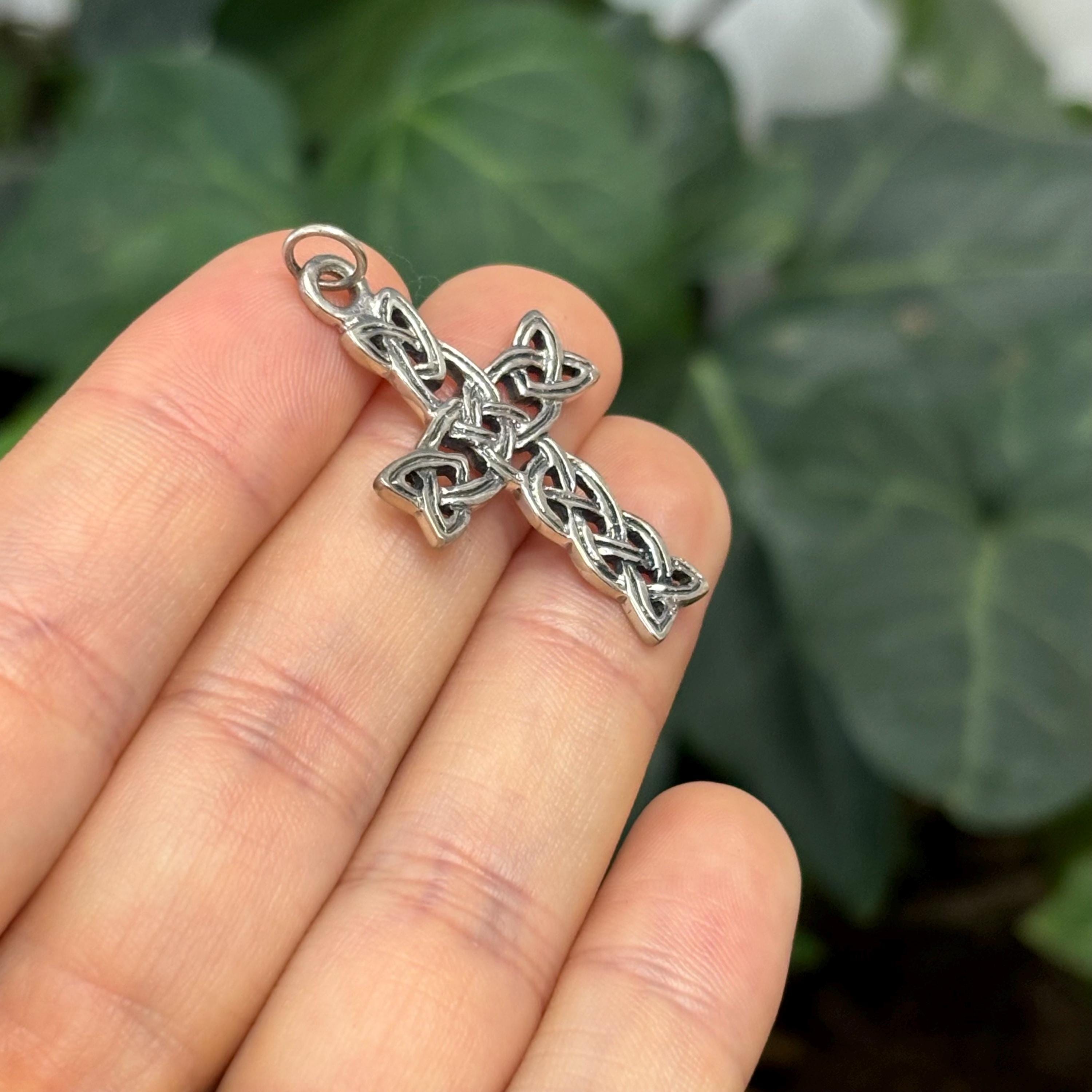 Sterling Silver Antiqued Celtic Knot Cross Charm Pendant 32mm - Etsy