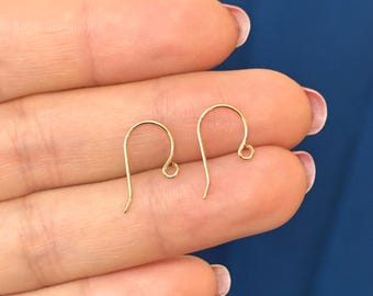 14k Yellow Gold Pair of .020 Wire Shepherd Hook Components