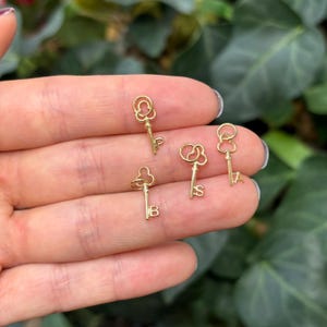May include: Four gold key charms with different letters on them. The letters are P, S, B, and A.
