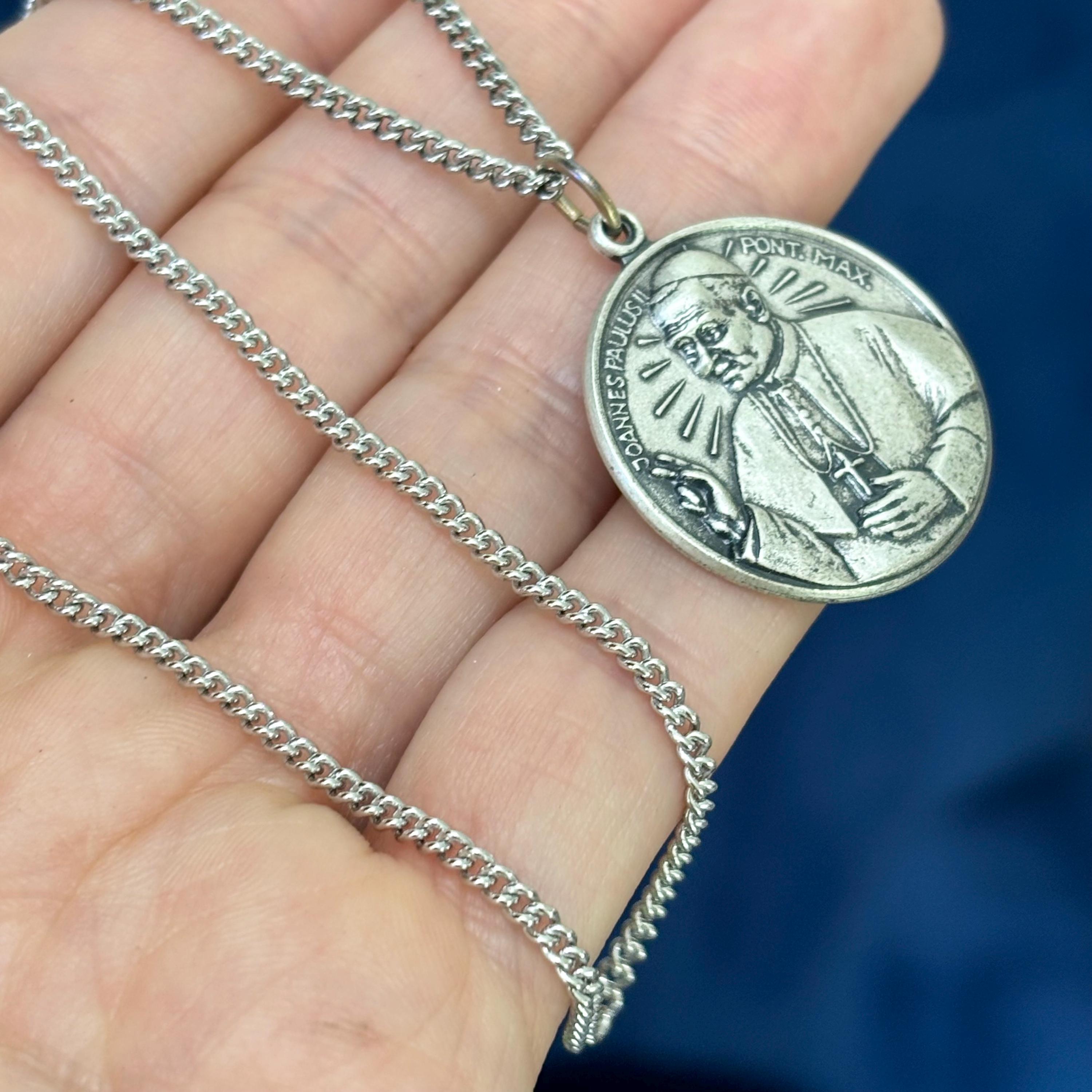 Sterling Silver Pope John Paul II Medal 24” Necklace - Etsy