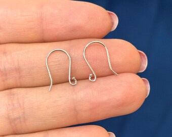 14k White Gold Pair of French Wire Earring Top With Ball End