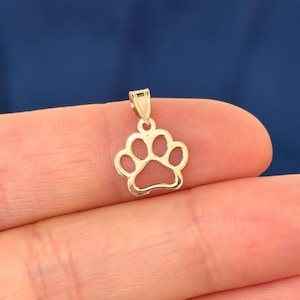 14K Yellow Gold Tiny Cut-out Dog Paw Charm Pendant