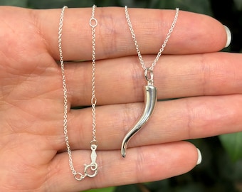 The Corno; Italian Horn Amulet in Sterling Silver, Cornetto