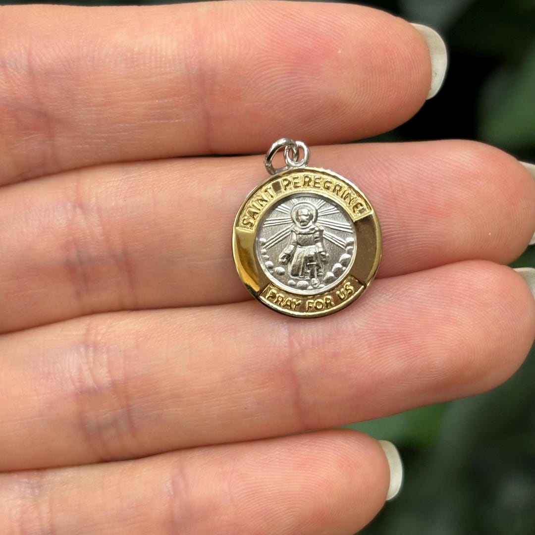 Sterling Silver Gold-tone St Peregrine Round Medal Pendant 15mm - Etsy