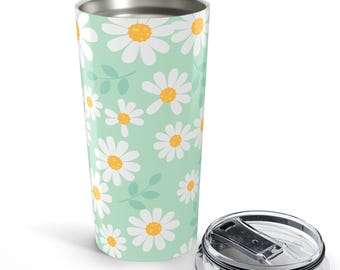 Daisy Flower Tumbler Gift – Stainless Steel Travel Mug, Daisy Pattern