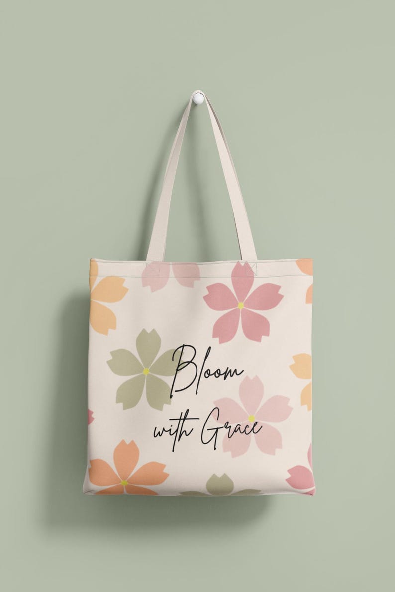 Floral Tote Bag SVG + PNG Design: DIY Project (Digital Download) image 1