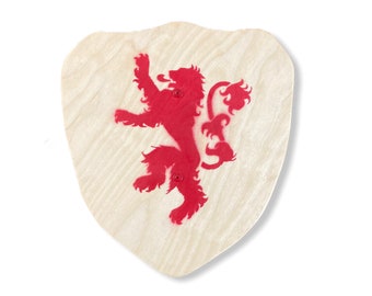 Wooden shield with Heraldic Tiger crest