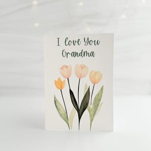 Cartão para impressão Eu te amo, vovó, cartão para vovó, cartão Eu te amo, vovó, cartão floral para vovó