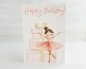 Printable Ballerina Birthday Card, Cute Birthday Card, Ballerina Birthday Card