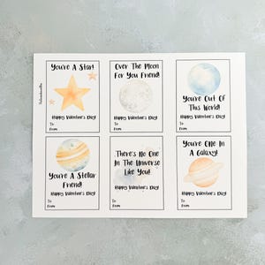 Printable Valentine&#39;s Cards, Classroom Valentine&#39;s Cards, Space Valentine Cards, Unique Valentine Cards, Teacher Valentine Card