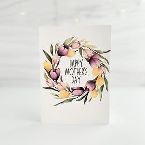 Afdrukbare Moederdagkaart, Moederdagkaart, Moederdagkaart bloemen, Tulpenkaart