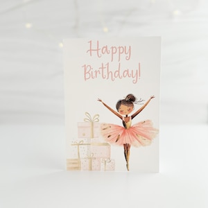 Printable Ballerina Birthday Card, Cute Ballerina Birthday Card, Happy Birthday Ballerina Card