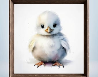 Baby Bird Watercolor Print | Kids Nursery Art (Digital Download)