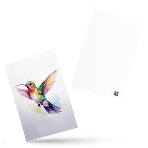 Carte postale aquarelle oiseau arc-en-ciel