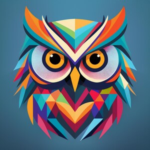 Owl Geometric Style | Printable Art | AI Art | Kids Room Decor | Bedroom Office Decor | Digital Download
