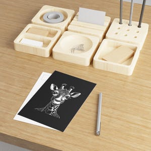 Original Giraffe Kunstdruck Postkarte - Geschenk für Tierliebhaber, Grußkarte, Grußkarte, Postkarten Set
