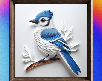Bluebird Papercraft Art Print | Kids Nursery Decor (Digital Download)