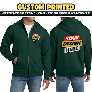 Personalized Zip Up Hoodie, Custom Full Zip Hoodie, Custom Logo Hoodie, Team Logo Zip Up Hoodie, Personalized Sweatshirt, Your Text Hoodie