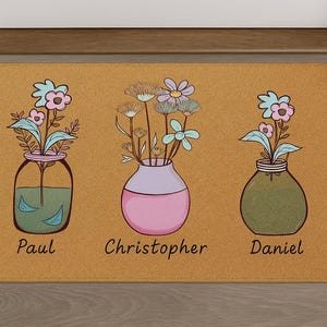 Custom Flower Door mat, Custom Doormat, Personalized Door mat, Outdoor Door Mat, Welcome Door Mat, Family Name Doormat Housewarming Gift