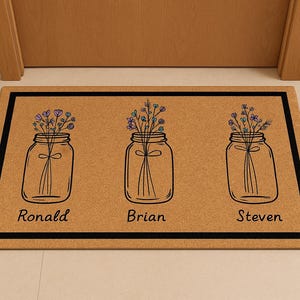 Personalized Door mat, Custom Flower Door mat, Custom Doormat, Outdoor Door Mat, Welcome Door Mat, Family Name Doormat Housewarming Gift