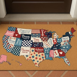 Paillasson carte de l'État des États-Unis avec versets bibliques inspirants - Paillasson chrétien motivant, tapis de bienvenue citation biblique, cadeau unique pour la maison