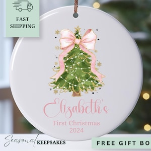 Baby&#39;s First Christmas Ornament, Personalized First Christmas Ornament, Custom Baby Ornament 2024, New Baby Girl Gift, Baby Gift