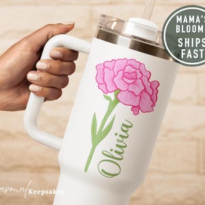 Personalized Birth Flower 40oz Tumbler, 40oz Floral Mom Tumbler with Kids’ Birth Flowers, Custom Mother&#39;s Day Mug Gift, Insulated Travel Cup
