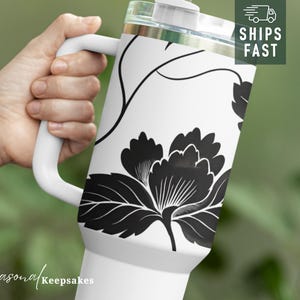 Custom Floral Tumbler 40oz: Boho Watercolor Flower Design