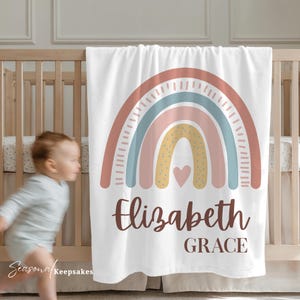 Rainbow Baby Name Blanket – Personalized Girl or Boy Toddler Blanket