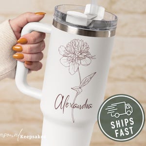 Personalized Floral Tumbler Cup: 40oz Custom Stainless Steel Mug