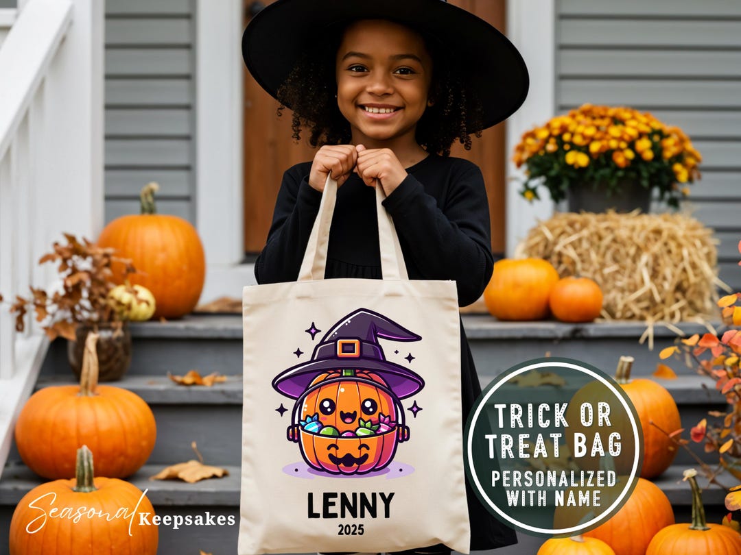 Personalized Halloween Trick or Treat Bag: Cotton Canvas Candy Tote - Etsy