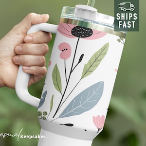 Custom Floral Tumbler 40oz: Boho Watercolor Flower Design