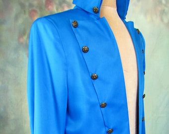 Blue Steampunk Military Style Coat - Victorian Tailcoat Jacket