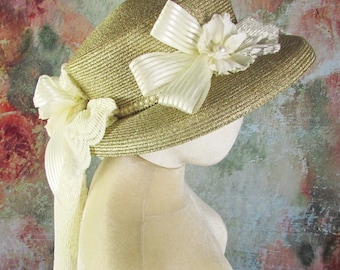 Handmade Gold Victorian Bonnet | Lace & Floral Garden Party Hat