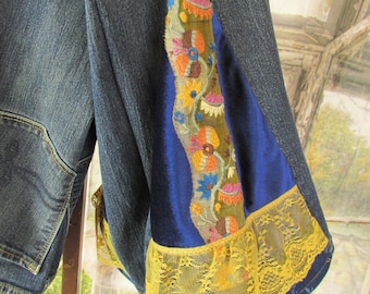 Embroidered Bellbottom Jeans | Embellished Hippy Jeans | Embellished Denim | Upcycled Jeans | Floral Jeans | Embroidered Denim