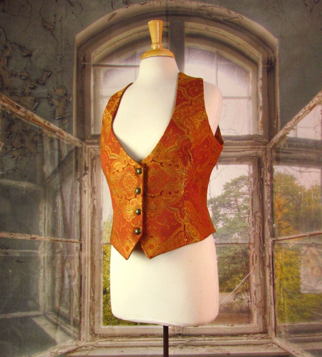 Rust Victorian Vest | Corset Back Vest | Handmade Vest | Womens Vest in ...