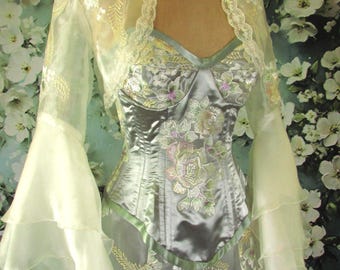 Handmade Victorian Wedding Gown | Embroidered Corset, Bustle Skirt & Bolero