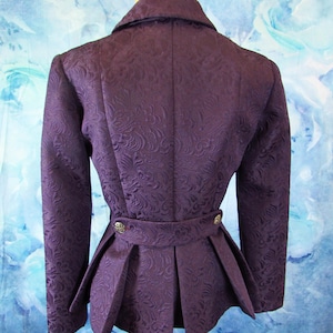 Purple Brocade Jacket | Victorian Jacket | Pleated Back Coat | Peplum Jacket | Purple Jacket |  Victorian Riding Jacket | Handmade Jacket