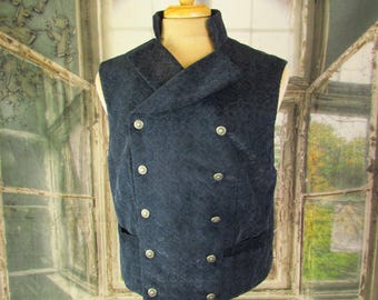 Bridgerton Style Waistcoat | Blue Velvet Victorian Vest | Edwardian Double Breasted Vest | Handmade Waistcoat | Wedding Vest