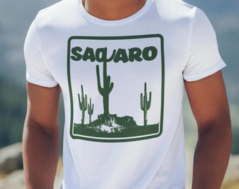 Maglietta vintage Saguaro Cactus Unisex in morbido stile, regalo per gli amanti del deserto all'aria aperta