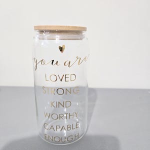 glass cup with bamboo lid and glass straw