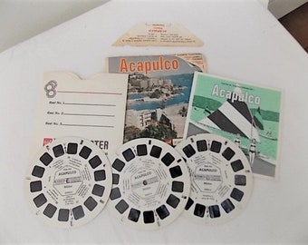 Vintage Spanish View Master Reels Acapulco with Sleeve Brochure  Lowell Thomas