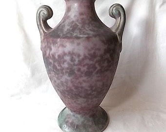 Vintage Burley Winter Pottery Vase Large Mottled Glaze Arts & Crafts Mission Style