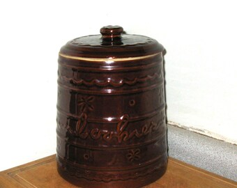 Vintage Marcrest Stoneware Cookie Jar Daisy & Dots Rustic Farmhouse