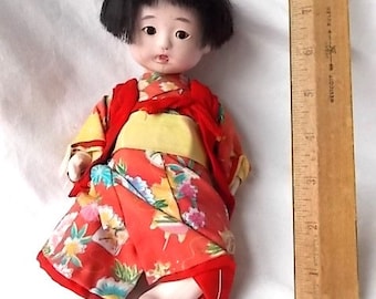 Vintage Japanese Boy Doll Gofun Repair or Parts