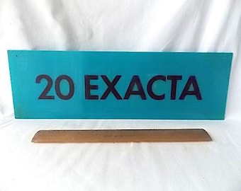 Enseigne publicitaire vintage en plastique turquoise Exacta